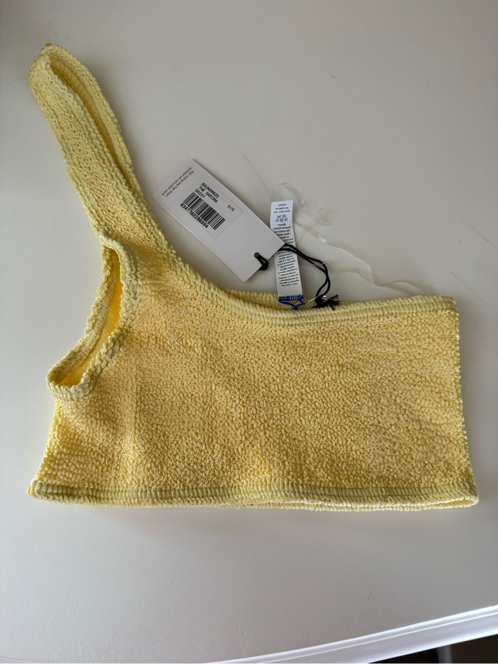 bond-eye Yellow One-Shoulder Terry Bikini Top